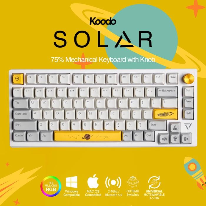 Promo Juara Koodo Solar - Mechanical Keyboard 75% w/Knob Layout - WHITE CASE, BROWN SWITCHPASTI COD