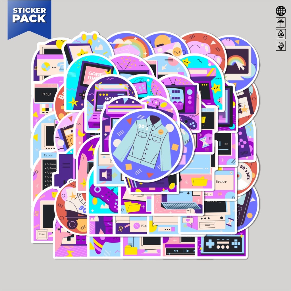 

[100PCS]Stiker Pack Stiker Retro Vintage Aesthetic Vinyl Anti Air Dekorasi Sticker Laptop Buku Journal Koper Helm Casing HP Gitar Helm Skateboard