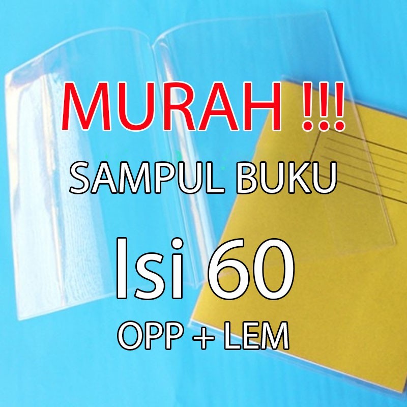 

[Min-3] Isi 20 lbr TERMURAH!! SAMPUL BUKU POS Plastik Bening Kaca Tebal + Lem Perekat (OPP) Ukuran [KWARTO]