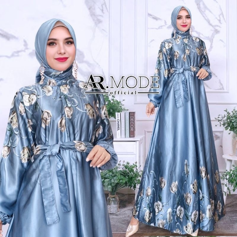 Gamis SET HIJAB Segi Empat Silk Allsize dan Jumbo