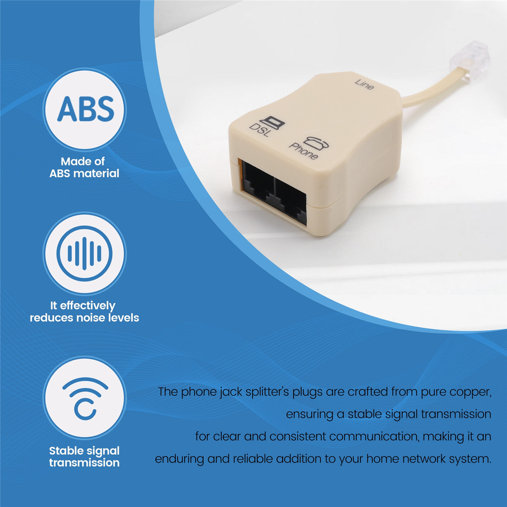 ABAN 3Pcs DSL Filter Splitter for Phone Line Phone Jack Splitter In-Line DSL Filter Telephone Modem 