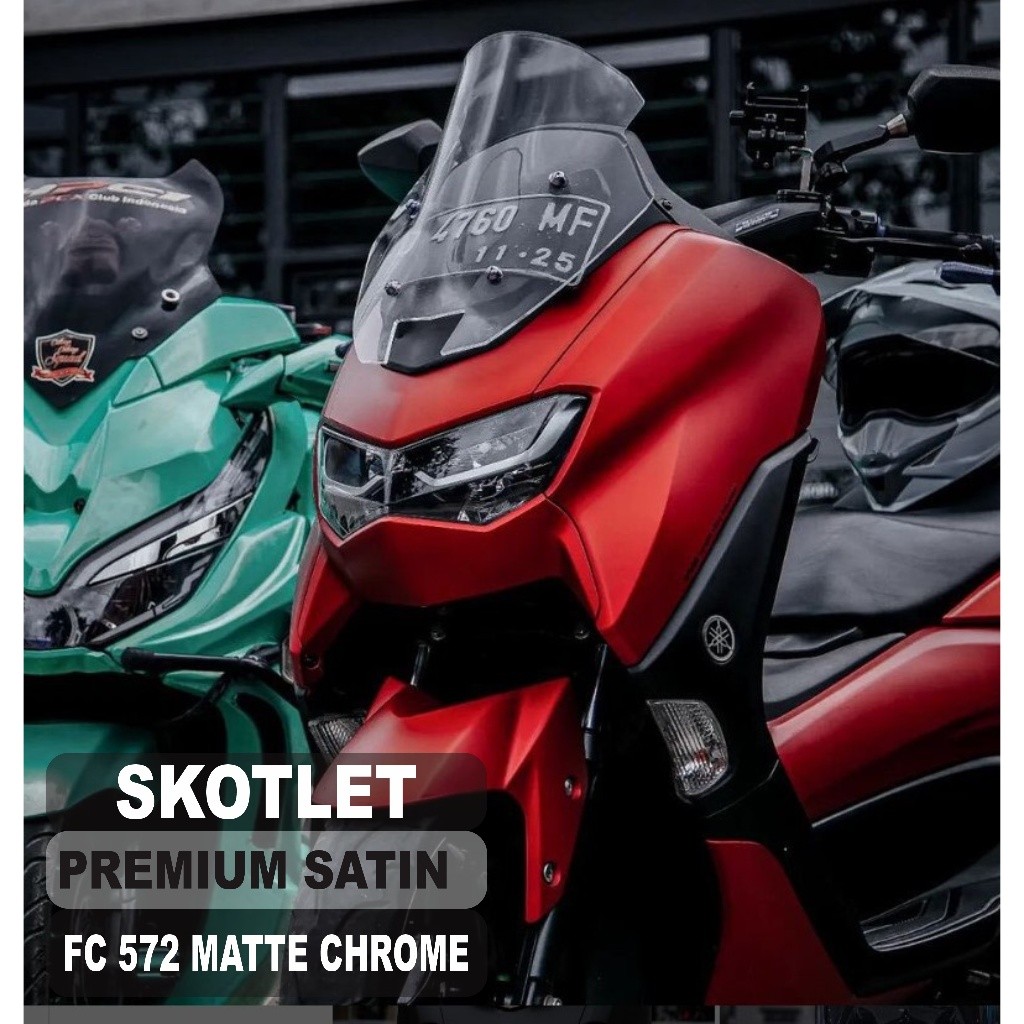 Stiker Skotlet Motor Metalic Doff Metalik Matte Chrome Merah Dop Krom Fanchi 50 cm Premium