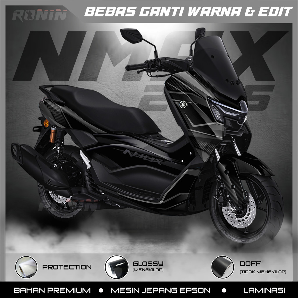(COD) STICKER DECAL STIKER FULL BODY NEW NMAX 2025 NMAX TURBO MOTIF SLASH BLACK (BISA CUSTOM)