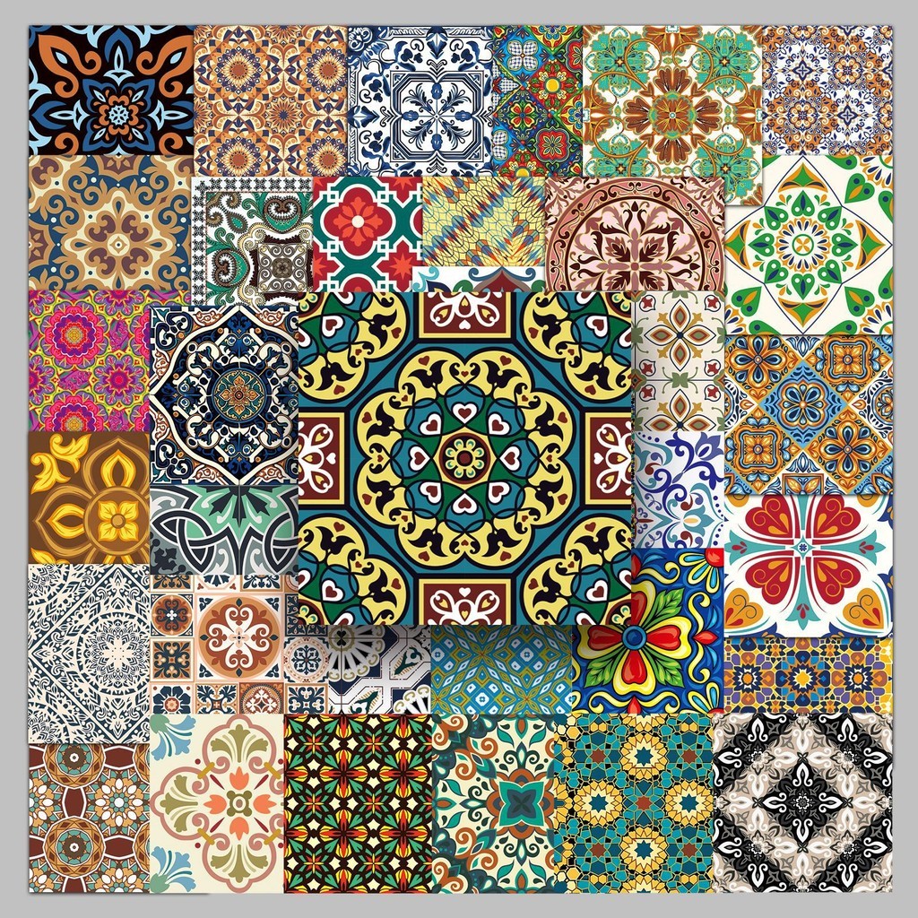 

50Pcs Vintage Floral Tile Journal Stickers - Creative Pattern Cartoon Decals for Phone/Laptop/Water Bottle - Waterproof