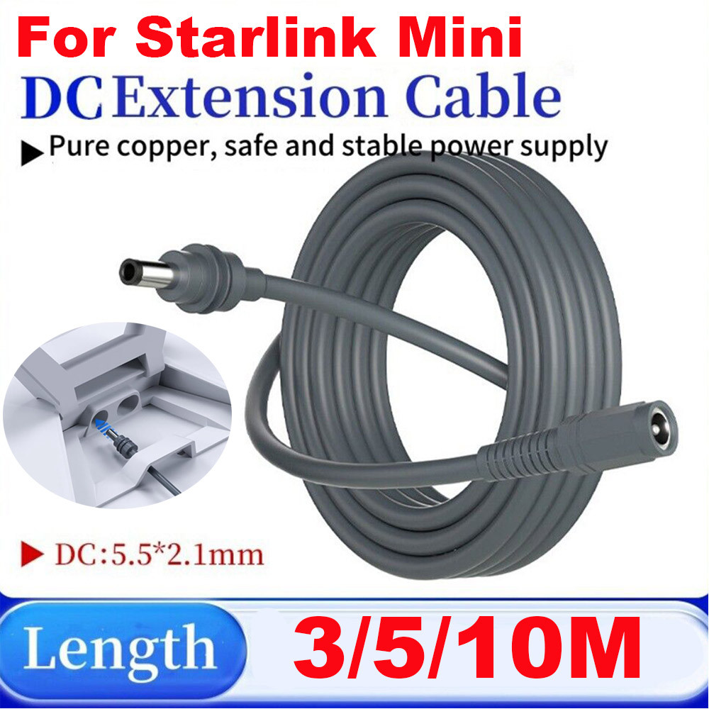 For Starlink Mini DC Male To Female Adapter Cable Extension Cable DC Power Waterproof Plug and Play 