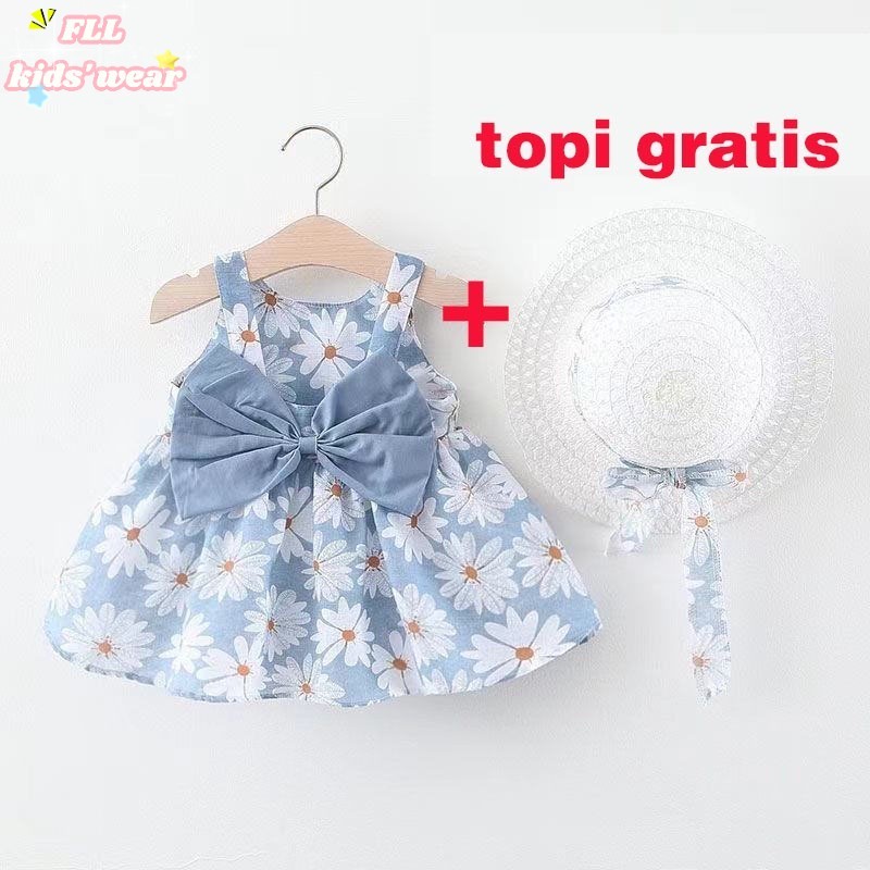 Lily Kids  0-4 Tahun Gaun bayi + topi Set gaun hitam anak perempuan Rok lucu Lengan pendek atasan ke