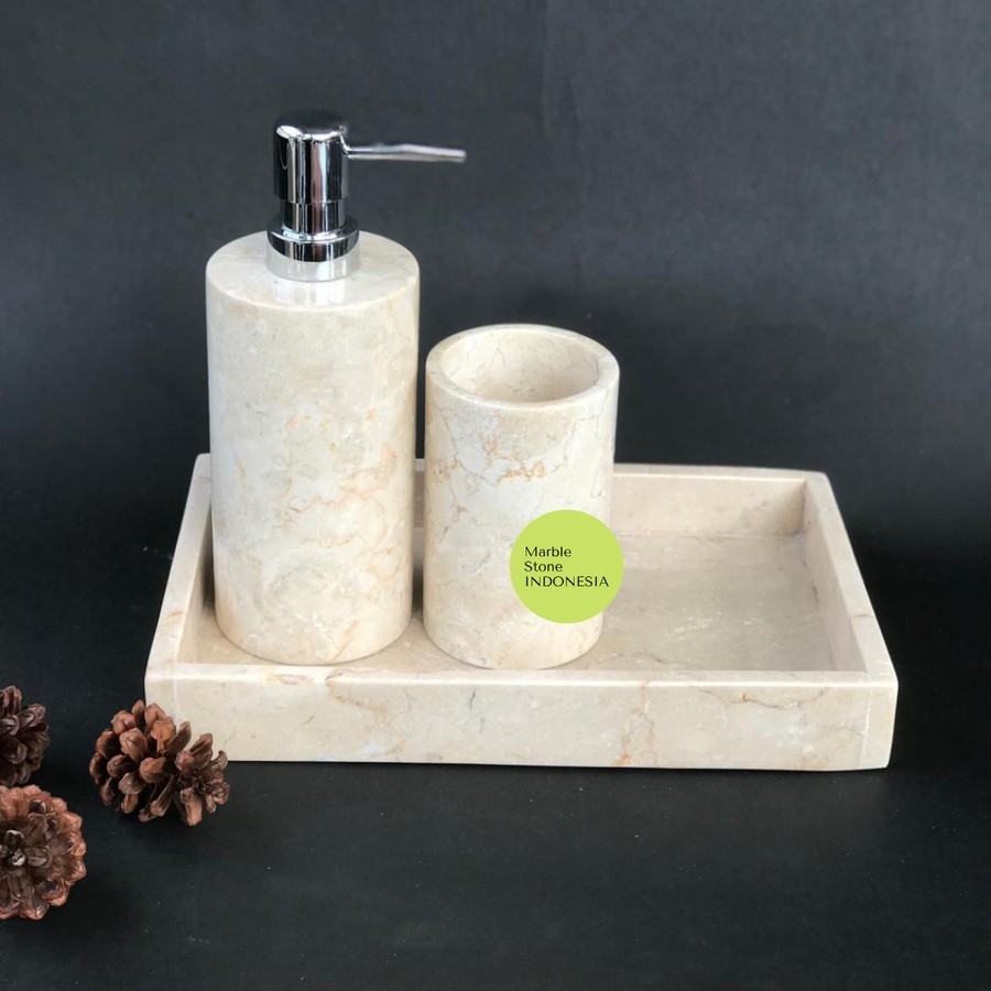 Dispenser Soap Tray Marmer Set Hotel Tempat Sabun Marmer Set