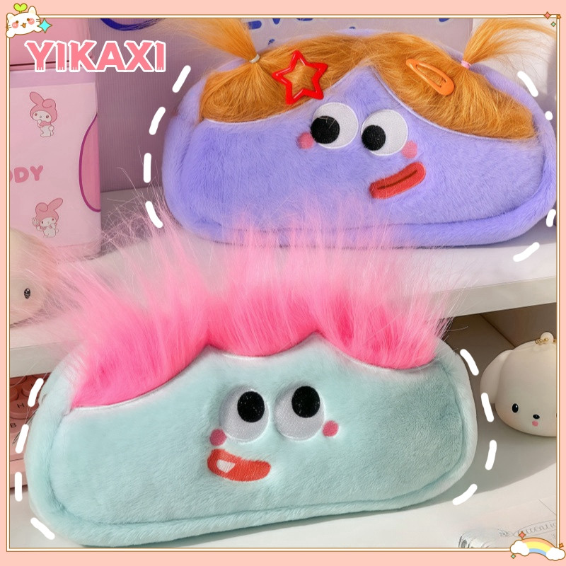 

[Rambut DIY ]Kotak Pensil Rambut Panjang Lucu Kanvas Korea Pencil Case Besar Gaya Rambut DIY Berikan Gadget Tas Pensil MewahPencil Cases Lucu