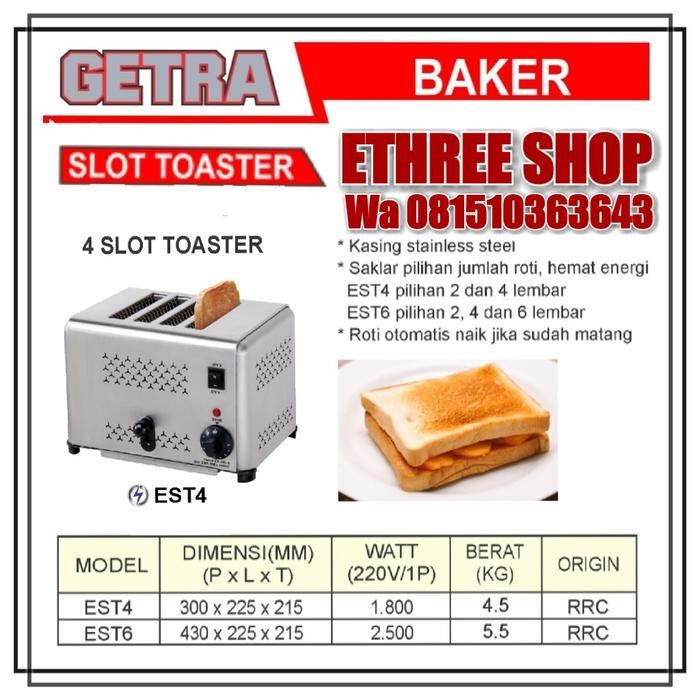 PROMOGETRA EST4 - EST 4 - TOASTER - PEMANGGANG ROTI 4 SLOT - PRAKTISREADY