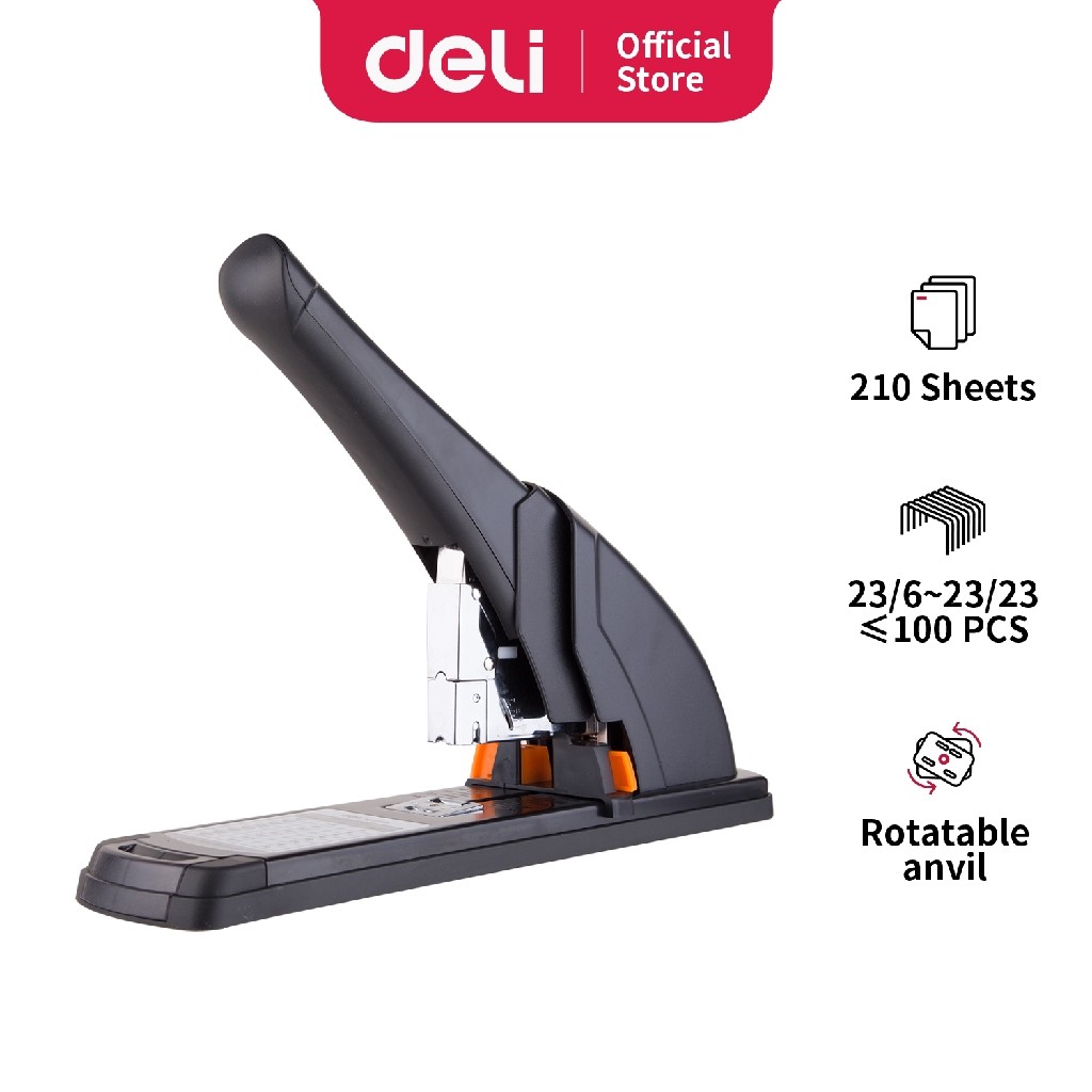 

Deli Heavy Duty Stapler desain ergonomis anti slip pemuatan staples yang mudah 210Sheets E0385