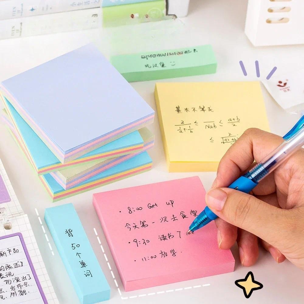 

Colorful Memo Pad Sticky Notes 100 Sheets Self Adhesive Note Paper Office School Stationery Pocket Notepad for Work Study