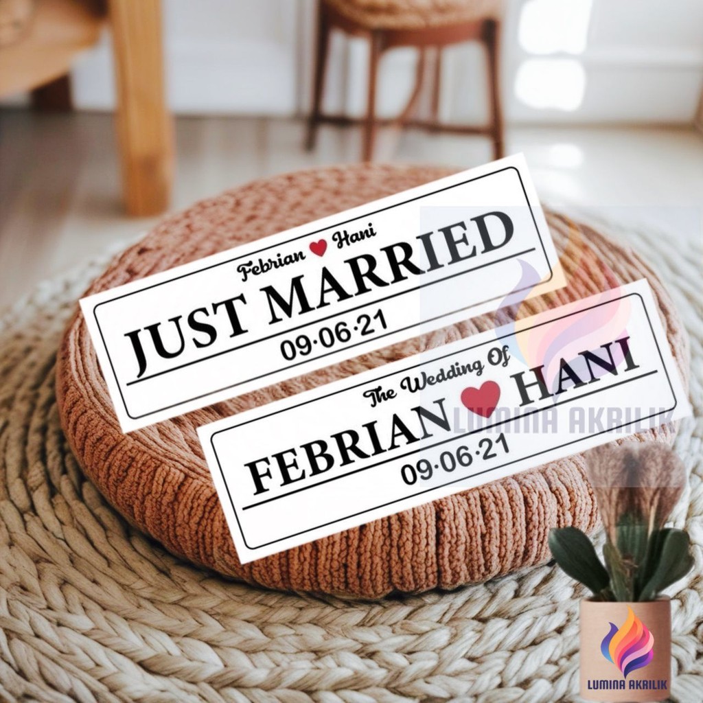LA PLAT NOMOR WEDDING AKRILIK MOTOR DAN MOBIL PLAT WEDDING TERBARU BISA CUSTOM