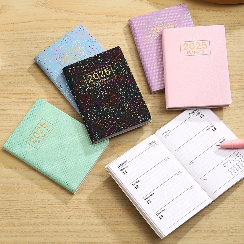 

Mini A7 2025 Agenda Book Laser with Calendar 2025 Planner Notebook English To Do List To Do List English Notepad School Office