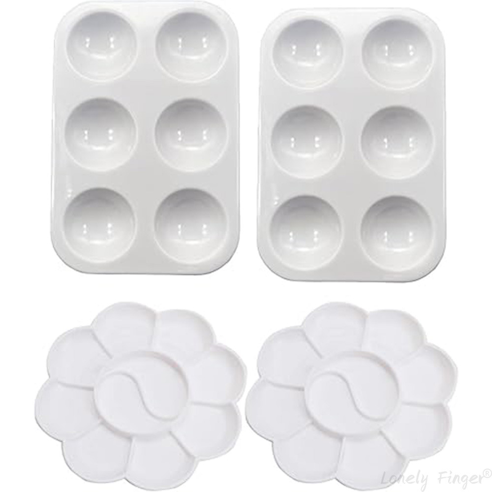 

4 Pieces Paint Tray, Mini Watercolor Mixing Plastic Palette for Painting and Crafts for Watercolor Oil Painting, Acrylic Paint