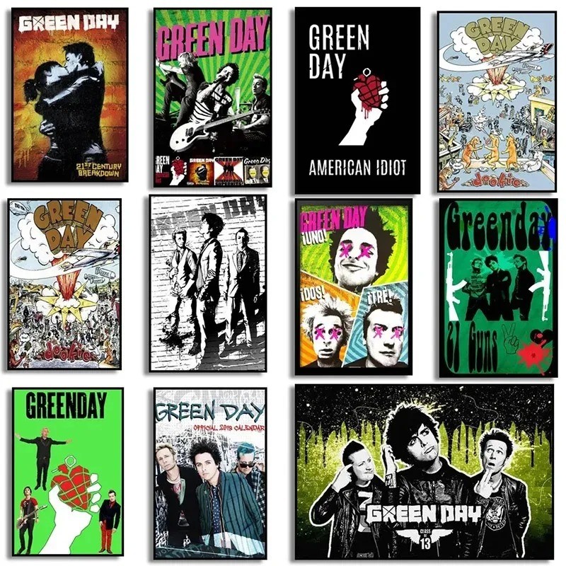 

Green Day - Music Rock Band Poster HD Print Canvas Painting Poster for Bedroom Sports Guitar Singer Office Room Decor Frameless