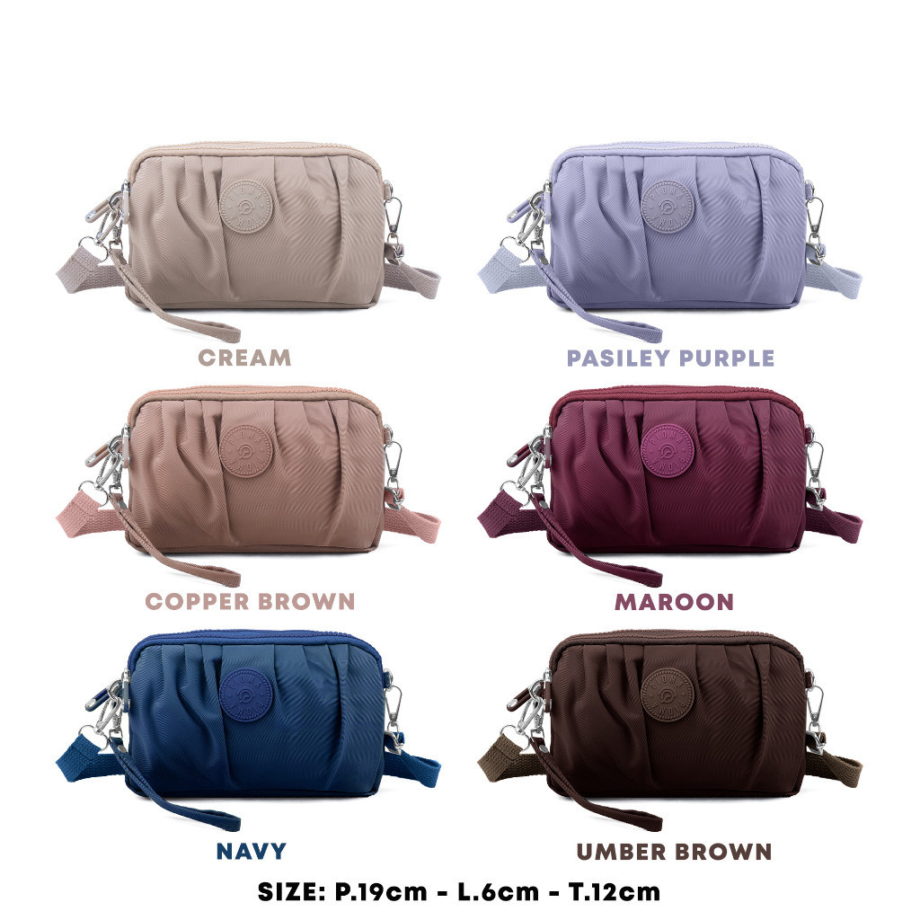 OMIRABAGS - Pioma Dalmi Tas Selempang Wanita Dompet Selempang Tas HP 3 Resleting Pouch make up Besar