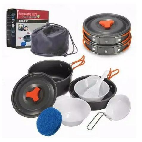 Micchele.off25 | Paket Lengkap Set Panci Alat Masak Kemah Hiking Outdoor Anti Lengket