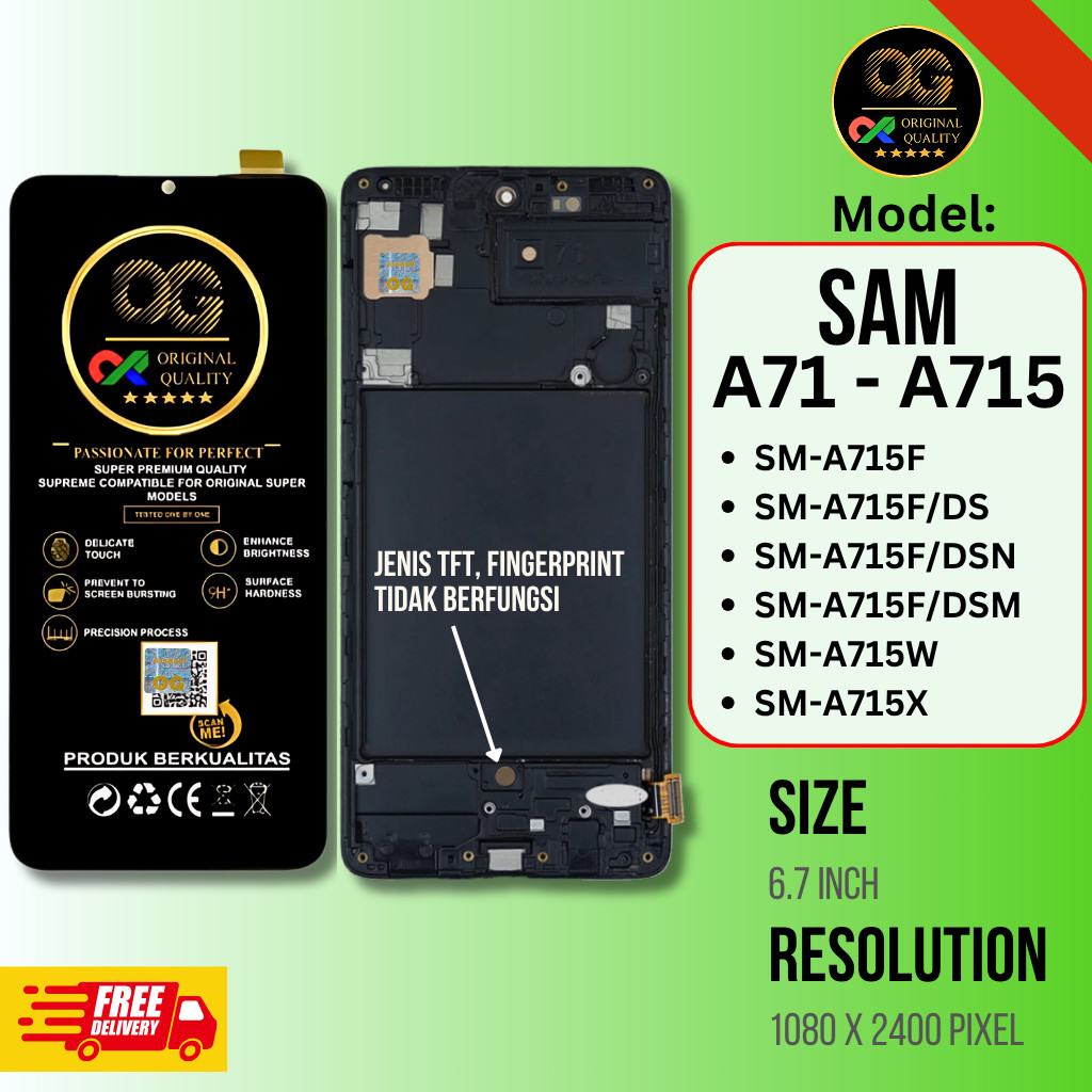 LCD TS OG Super Handphone SAMSUNG A71, SM-A715F SM-A715F/DS SM-A715F/DSN SM-A715F/DSM SM-A715W