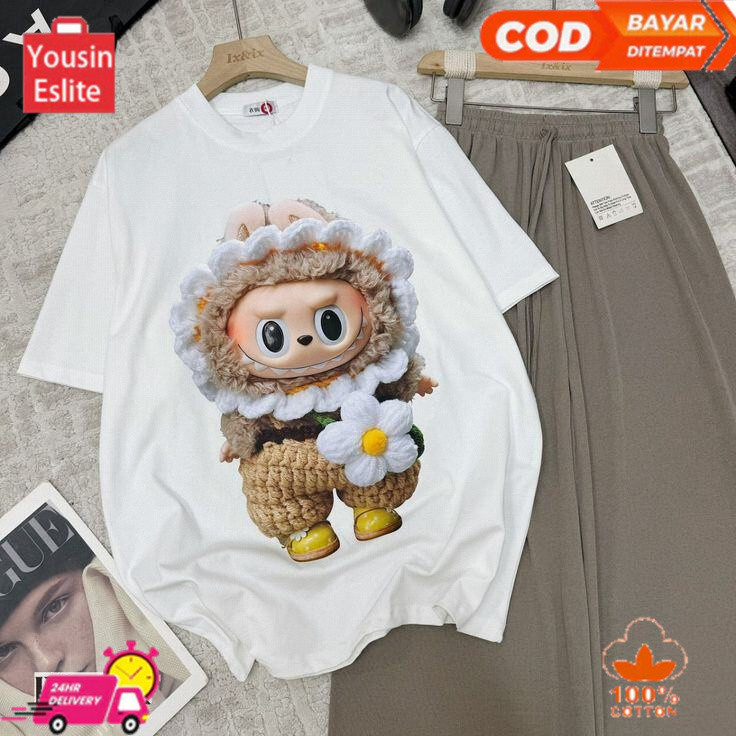 (Promo)Nivalis Combed kode LABUBU FLOWER kaos wanita oversize bigsize jumbo premium import bangkok