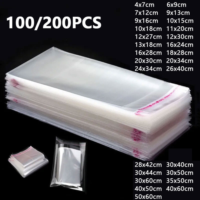 

Cellophane Self-adhesive Bag Plastic Opp Transparent Sealed Jewelry Gift Food Candy Chothes Cake Packaging Clear Pouches