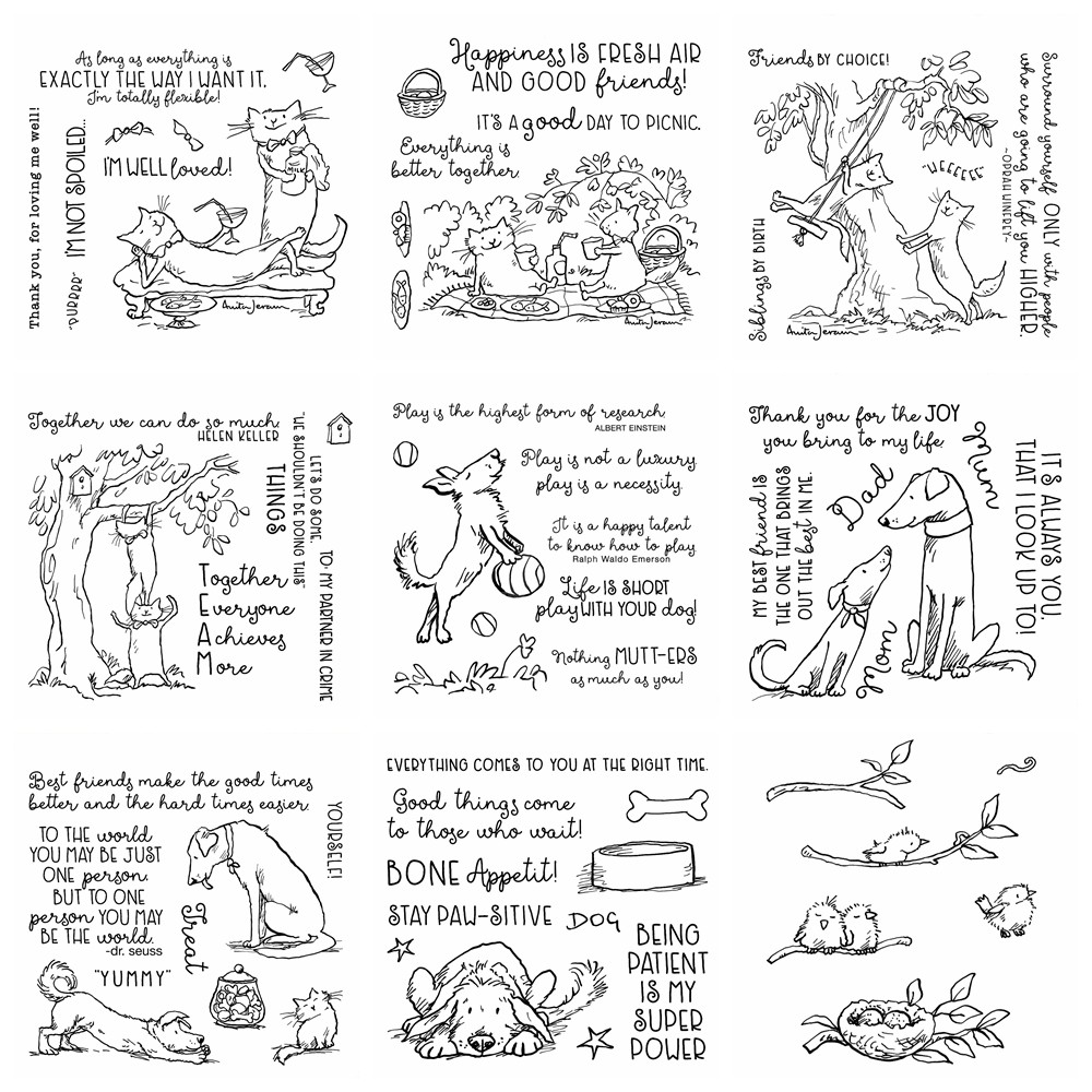 

Dog Play Ball Clear Stamps and Metal Cutting Dies Cat Dog Rabbit Stamp for DIY Scrapbooking Album Art Greeting Card Making