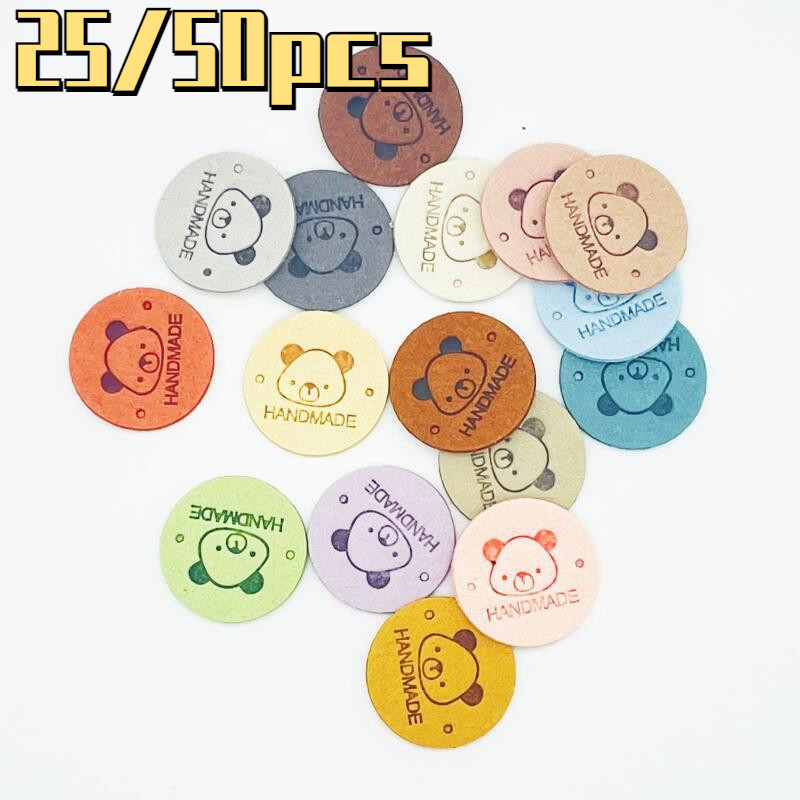 

25/50Pcs Small Handmade Clothing Labels for Gift Hat Leather Tags Hand Made Label DIY Decorative Tag Sewing Accessories Tools