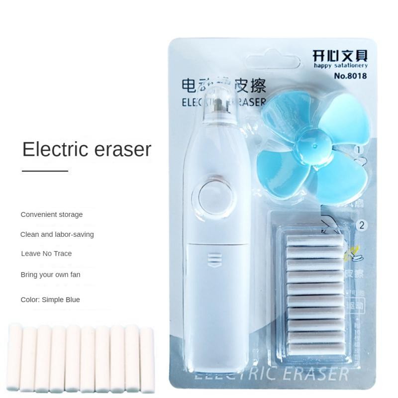 

Cartoon Electric Eraser Pencil Comes With A Small Fan Clean Used for Art Painting Erasing No Traces School Stationery Supplies