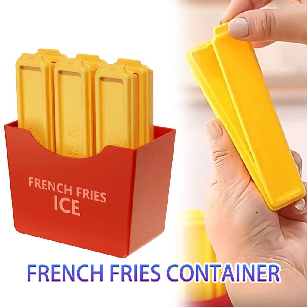 6 Grid Cetakan Es Batu Kentang Goreng Dengan Kotak, Cetakan Es Batu 6pcs, set Cetakan Es Kentang Gor