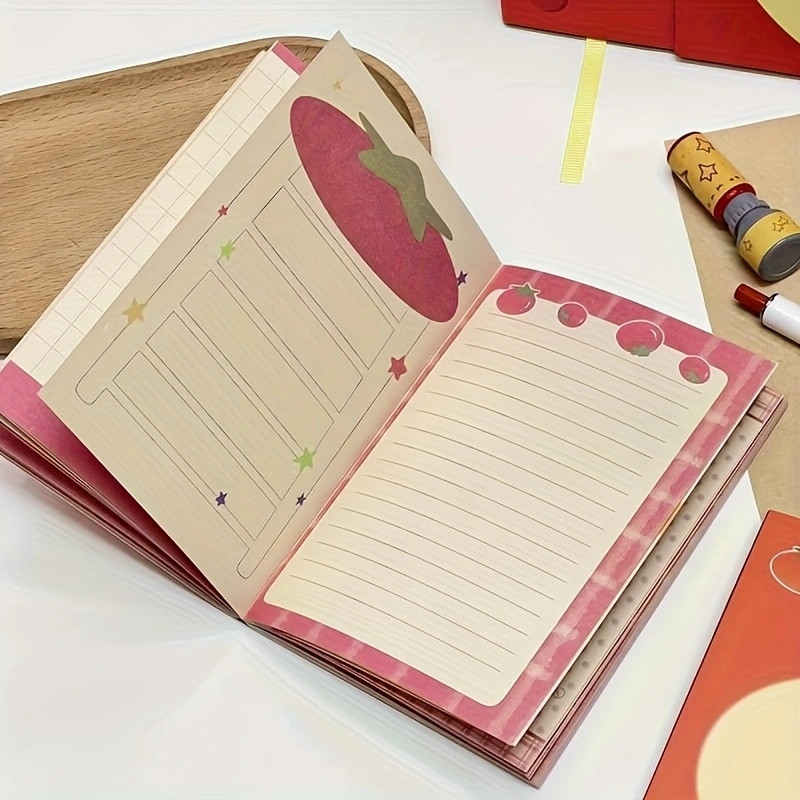 

64-Sheet Tomato-Themed Notebook Journal DIY Planner & Office Supply with Colorful Full-Page Pages Diary Scrapbooking & Writing