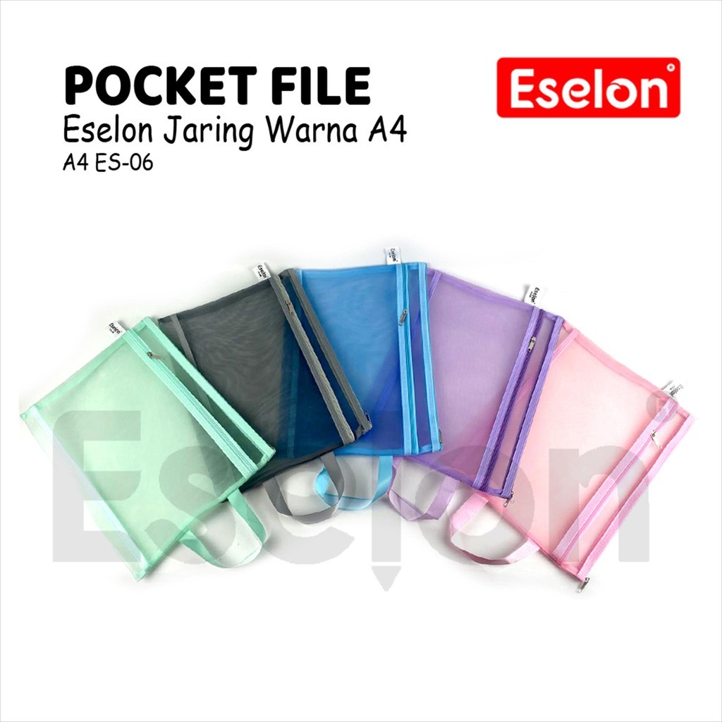 

❤️️Pocket File Jaring Transparan Warna 2 Resleting A4 / Zipper Document 2 Slot ES-06❤️️