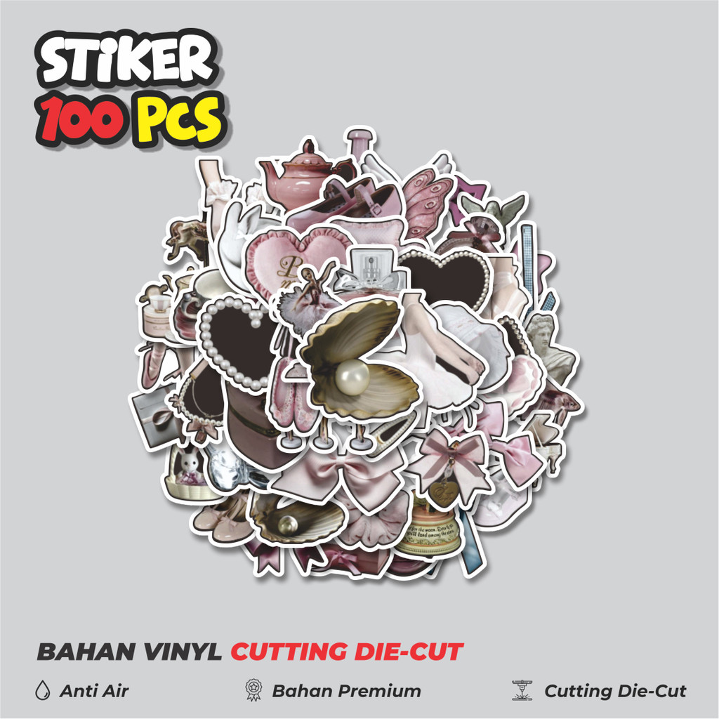 

Terbaru! 50 pcs Stiker Coquette Retro Aesthetic Mix 2 Dekorasi Lucu Kreatif untuk Notebook, Skateboard, HP