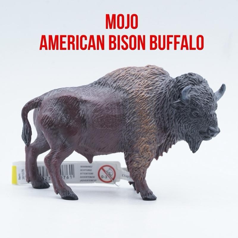 MOJO 381076 Bison American Buffalo Kerbau Amerika Bovidae Wild Animal Kingdom Mainan Binatang Miniat