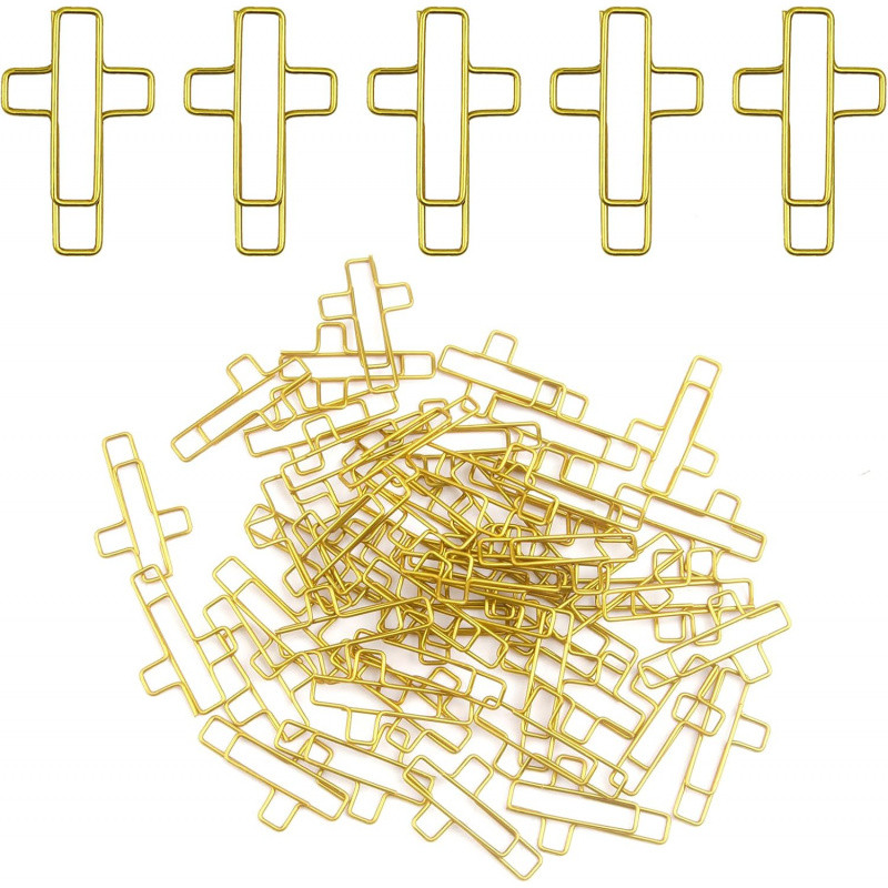 

20/50 PCS Gold Cross Bible Paper Clips - Versatile Bible Study Supplies, Also Great as Journaling Paper Clips and Bookmarks