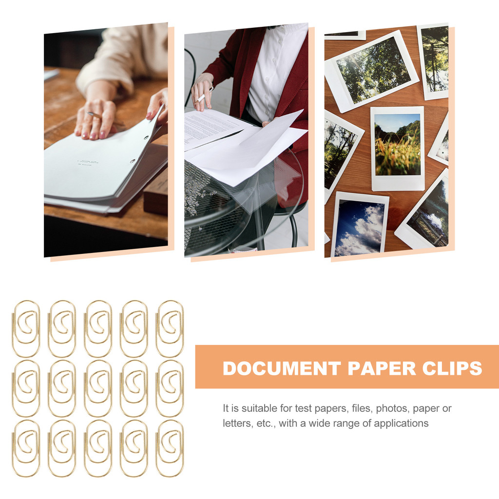 

100pcs Paperclips Rose Gold Strong Clamping Office Supplies File Document Clips Small Cute Metal Decorative