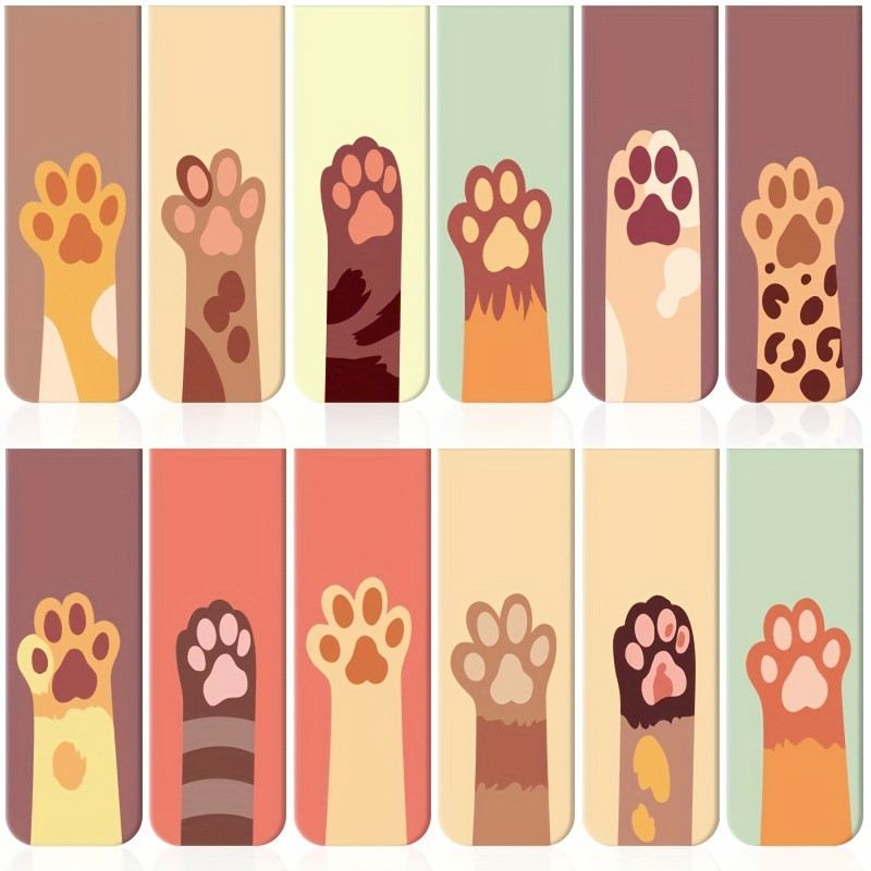 

12pcs Magnetic Bookmarks, Cat Paws, Magnetic Page Markers, Various Bookmark Collections For Students To Read