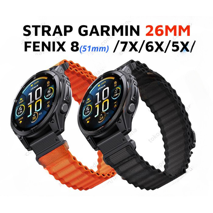 [Akssesoris Jam] QUICKFIT 26mm OCEAN NYLON Strap Garmin Fenix 8 51mm / 7X / 6X / 5X / 3 / 3 HR Plus 