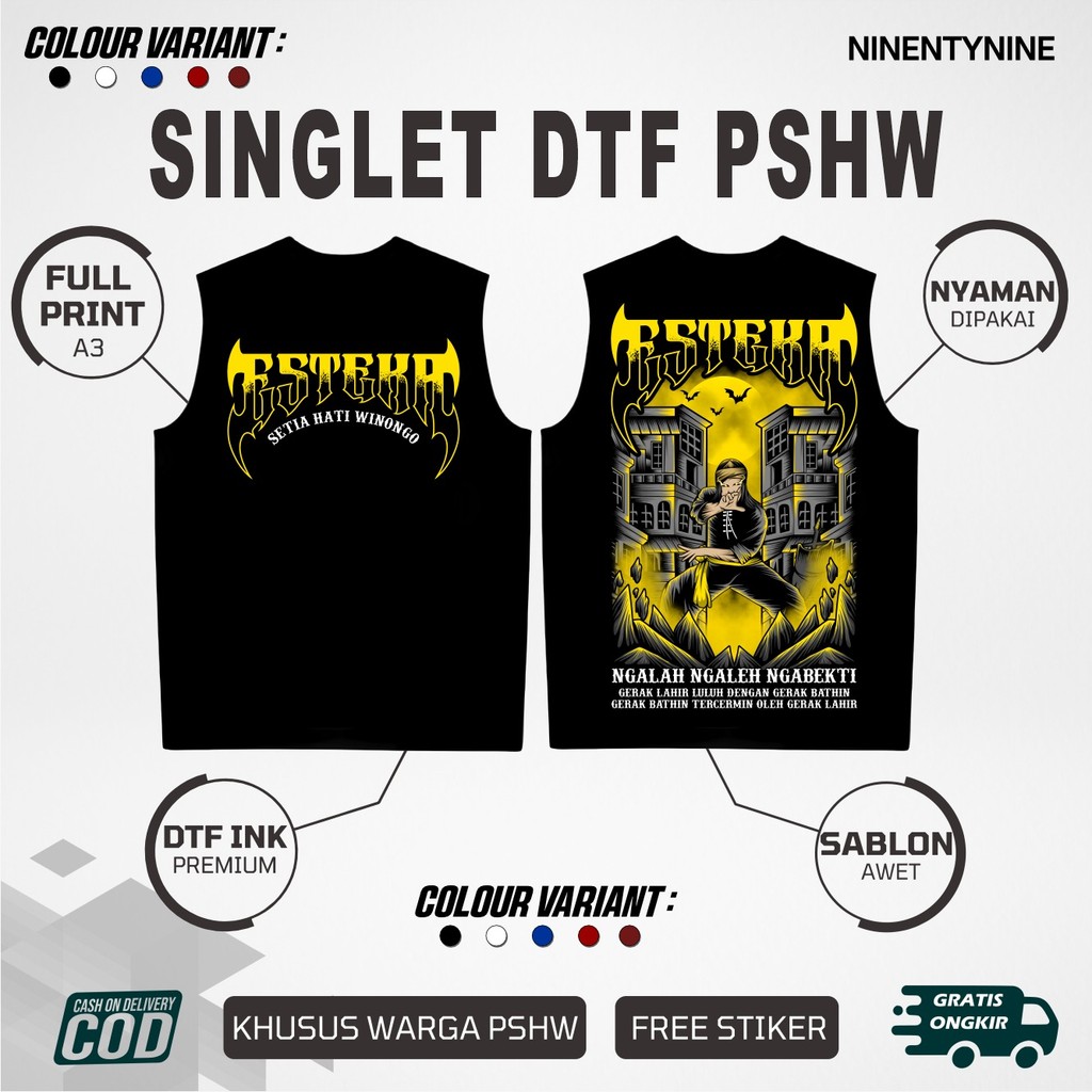 KAOS SINGLET PSHW ESTEKA NGALAH NGALEH NGABEKTI SINGLET PSHW TERBARU - SINGLET PSHW LAMBANG - SINGLE