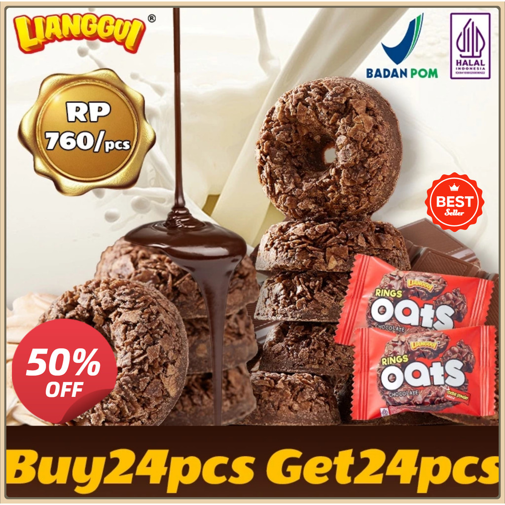 

[Penjual kualitas] LIANGGUI HALAL Buy 24ps Get 24ps Lianggui Oat Chocolate Ring Cemilan halal untuk anak yang renyah,Lezat, Enak.