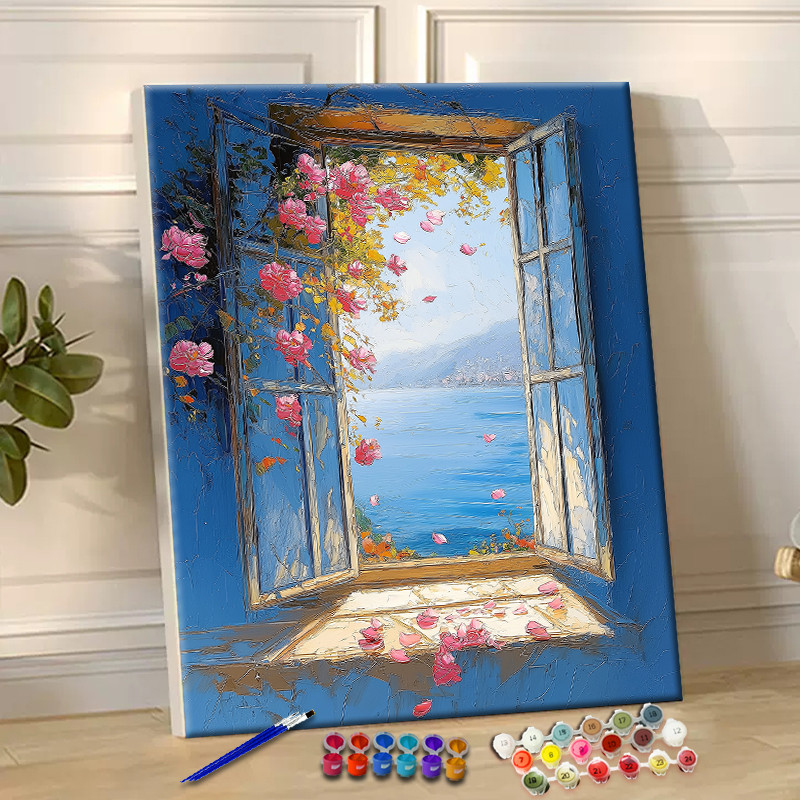 

Painting By Numbers Face the Sea Acrylic Paint Canvas Dropshipping Portrait Family Children Photo gifts