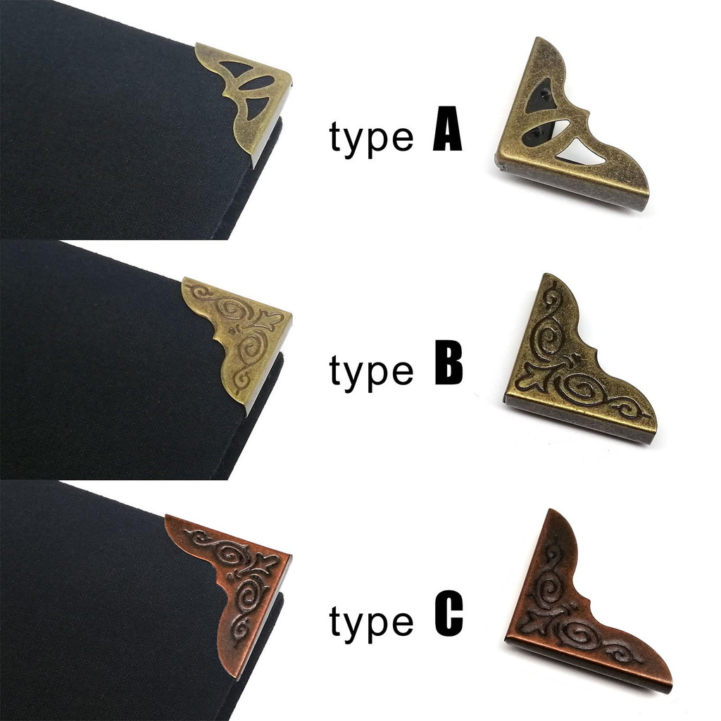 

24pcs Decorative Corner Protector Guard for Book Photo Album Menu Scrapbooking Notepad Bag Folder Antique Brass Bronze Iron DIY