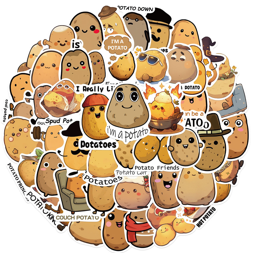 

cute Potato Stickers 50 Pcak | Vinyl Waterproof Stickers for Laptop,Bumper,Water Bottles,Computer,Phone