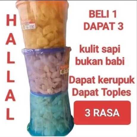 

kerupuk kulit sapi toples 5L dapat 3 varian rasa beli 1 gratis 2