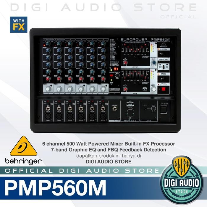 Power Mixer Behringer PMP560M 6 Channel 500 Watt untuk Speaker Pa
