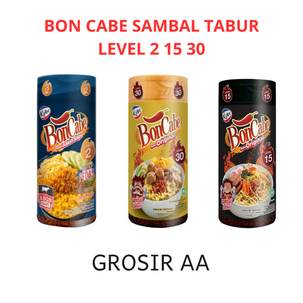 

✨ TOSERBA ✨ Boncabe Bubuk Botol / Bon Cabe level 2 15 30 Netto 45 Gr