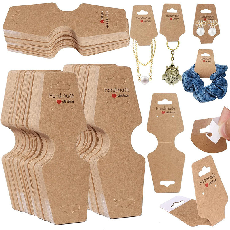 

Jewelry Display Card Price Tag Foldable Kraft Paper Card for Necklace Bracelet Headband Hairband Hanging Label Packing Holder