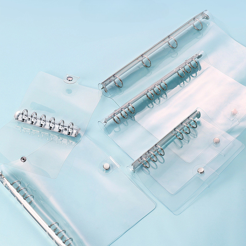 

A5 A6 A7 B5 A4 Transparent Double Button Loose Leaf Binder Notebook Cover Note Book Journal Planner Office Stationery Supplies