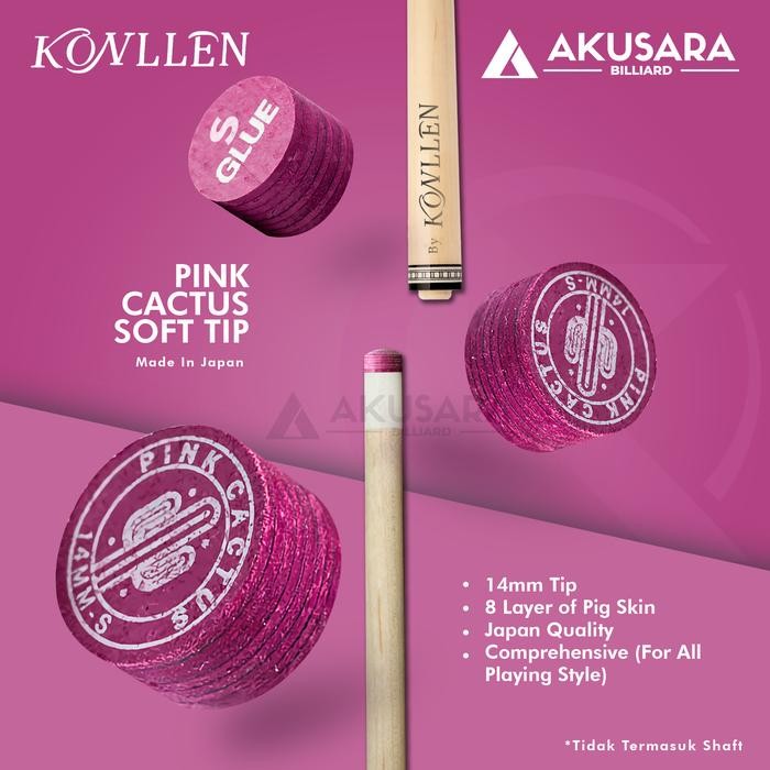 SY Tip Billiard Pink CACTUS Medium Konllen Cue Tip Billiard - PINK SOFT