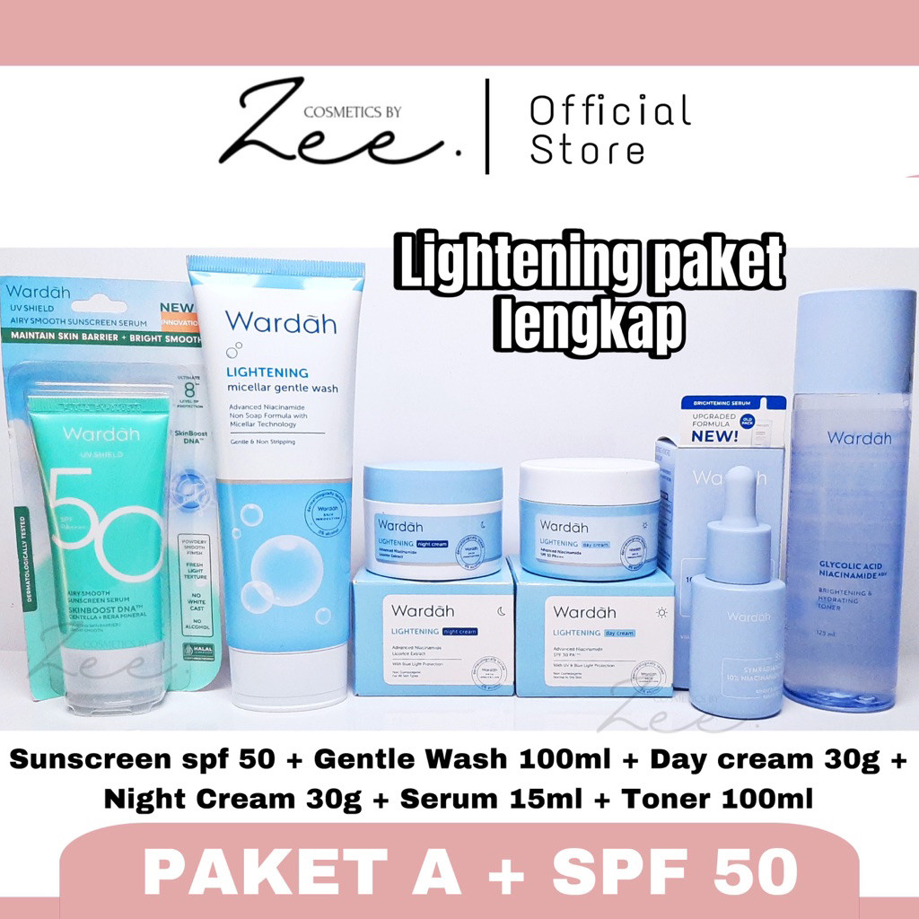 Wardah Lightening Series | Paket Wardah Lightening | Paket Lengkap Skincare Lightening | Uv shield S