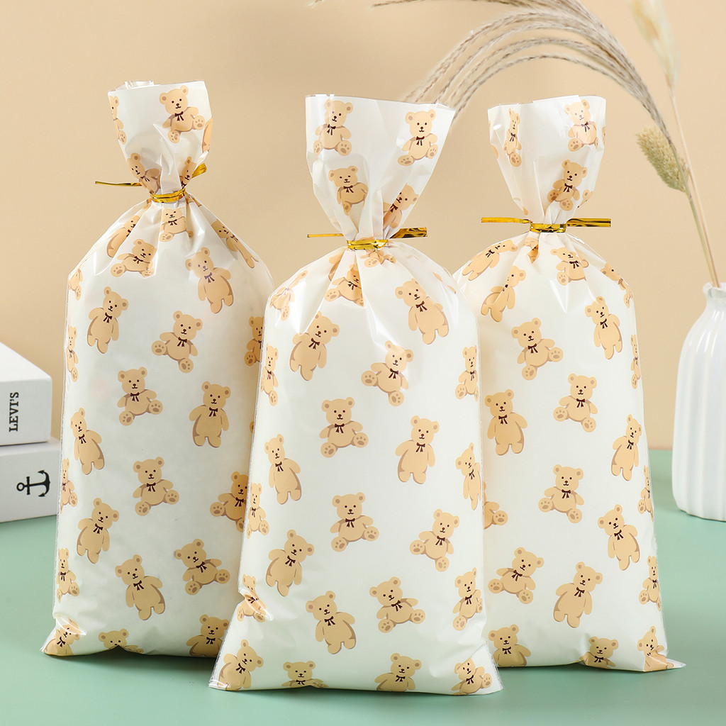 

25/50pcs Cute Bear Gift Candy Bag Plastic Cookie Snack Packaging Bags Baby Shower Kids Gifts Birthday Party Decoration Supplies