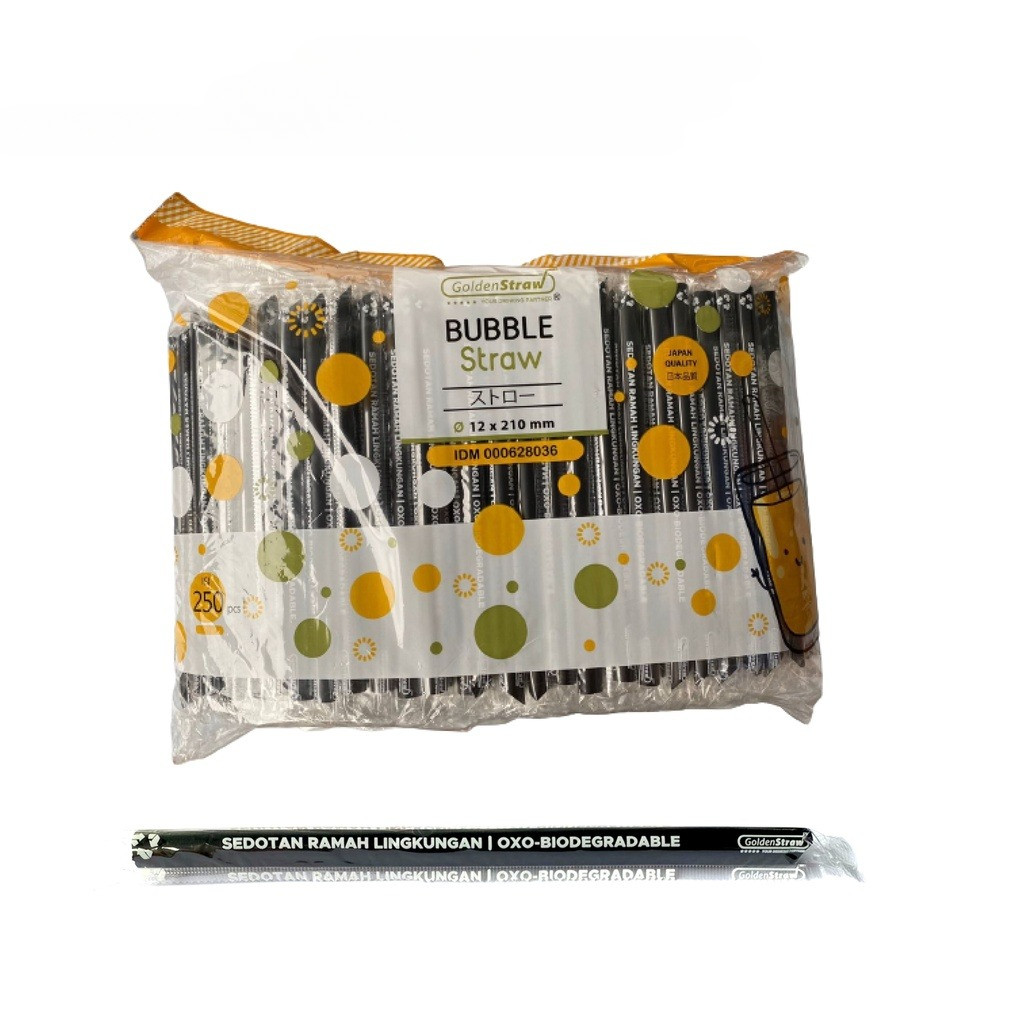 

Golden Straw Oxo-Biodegedrable Sedotan Boba 12x210mm (250 pcs)